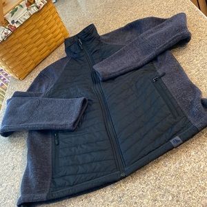 LL Bean Part Thin Puffer Part Sweater Fleece Lined Zip Up Jacket Large